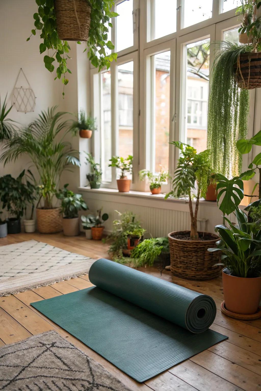 A multi-purpose zone blends relaxation with bohemian greenery.