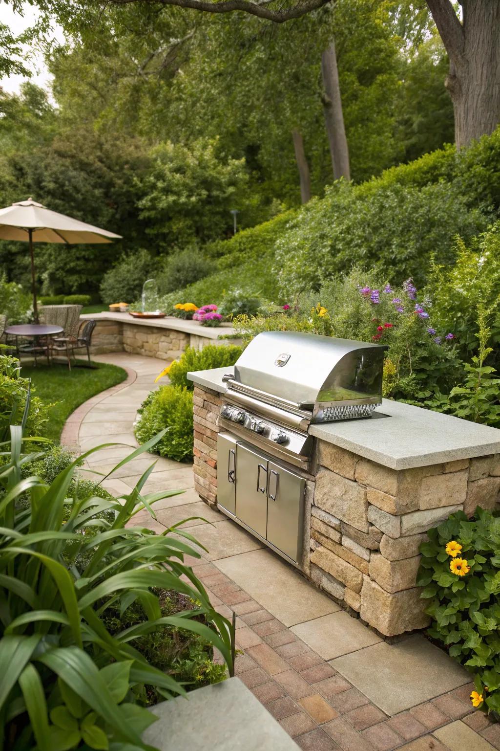 Tiered surfaces improve your BBQ area’s convenience.