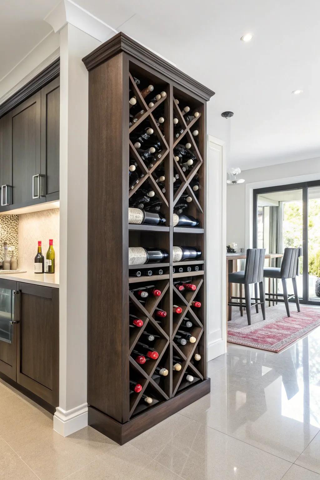 Achieve harmony and balance through a symmetrically designed wine rack.