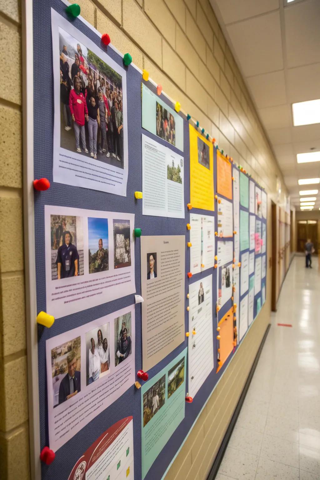 An alumni board showcasing inspiring stories of former students.