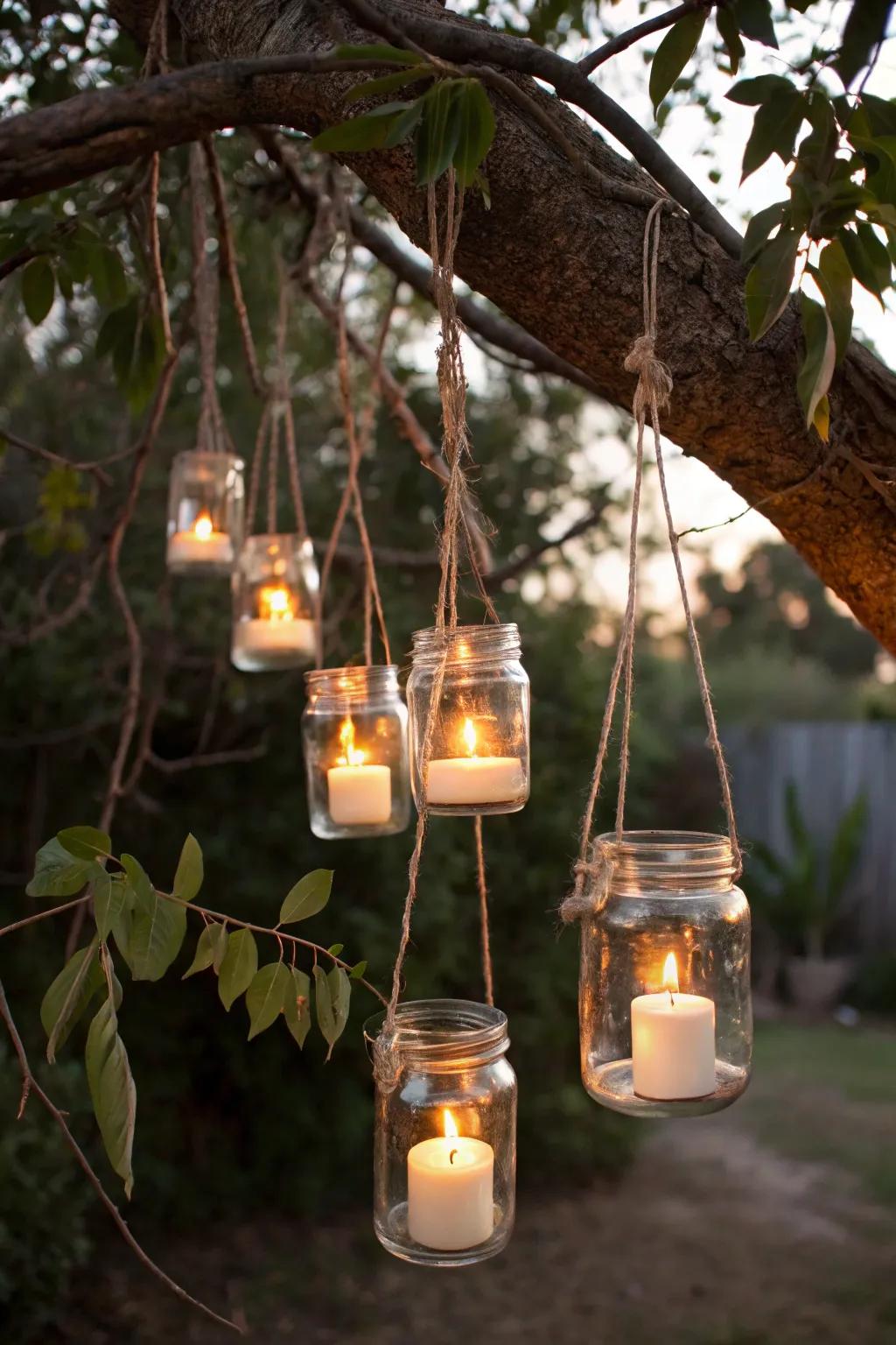 Suspended candle exhibits add an enchanting detail to your decor.