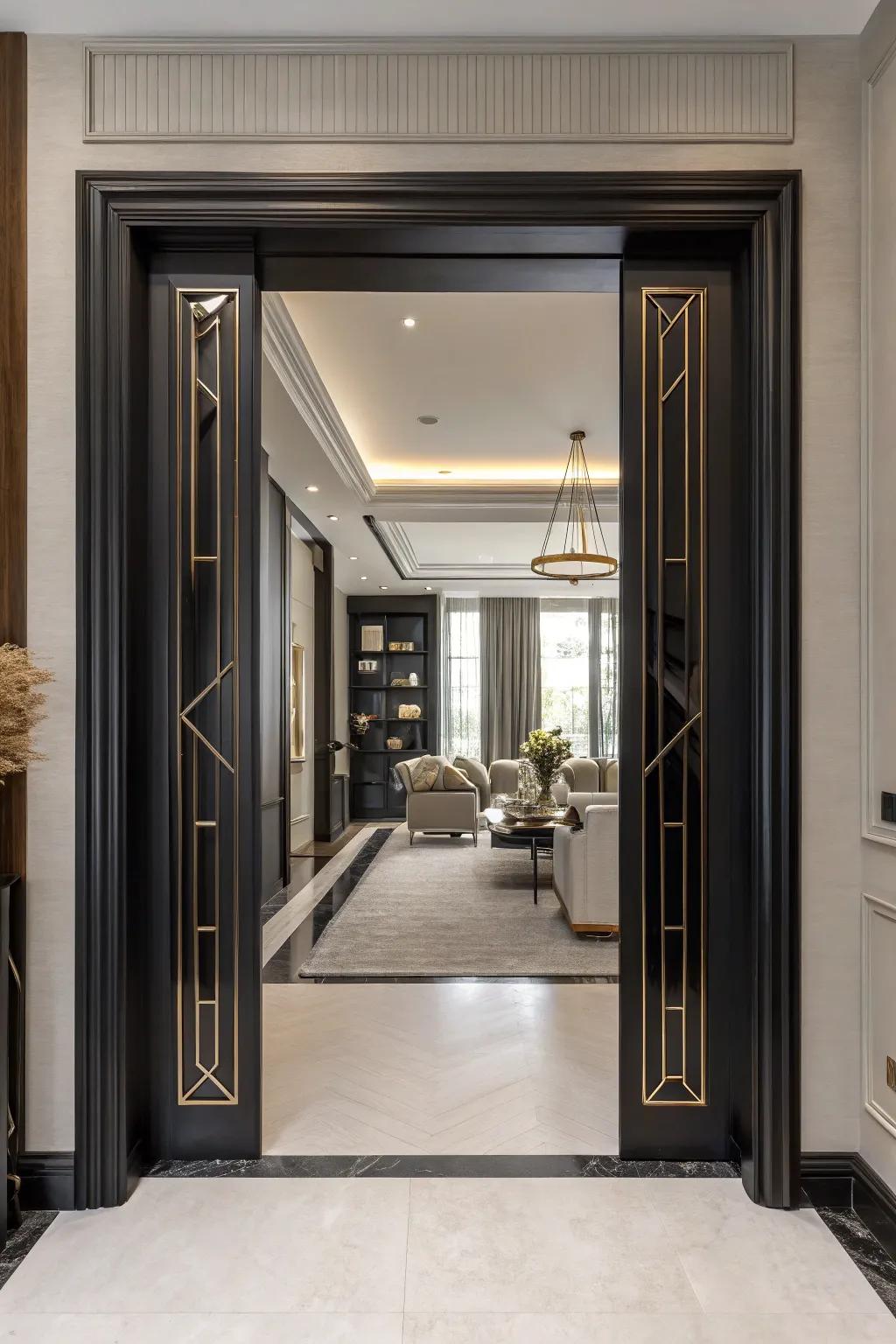 Sophisticated jet edging makes a bold statement.