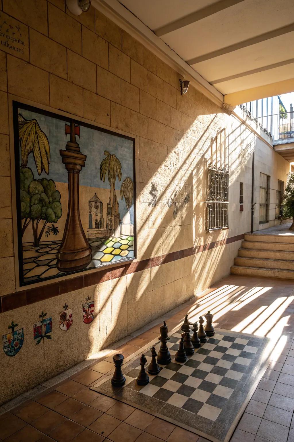 Illumination and shadows create a mesmerizing chess artistry piece.