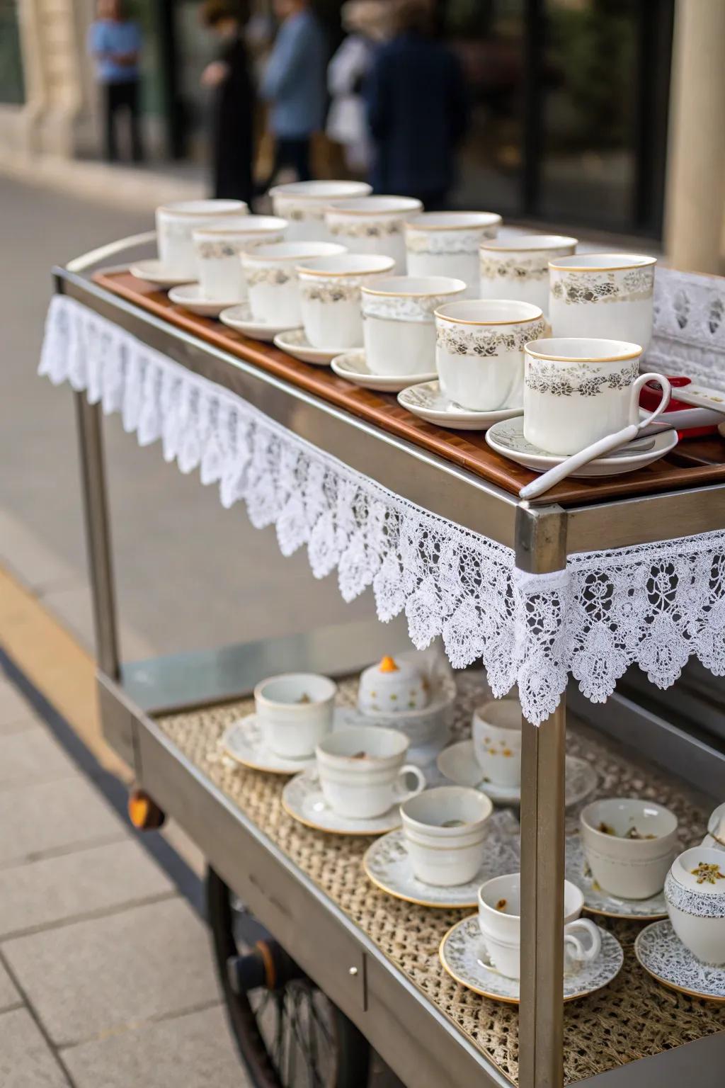 Invoke classic elegance with porcelain and lace.