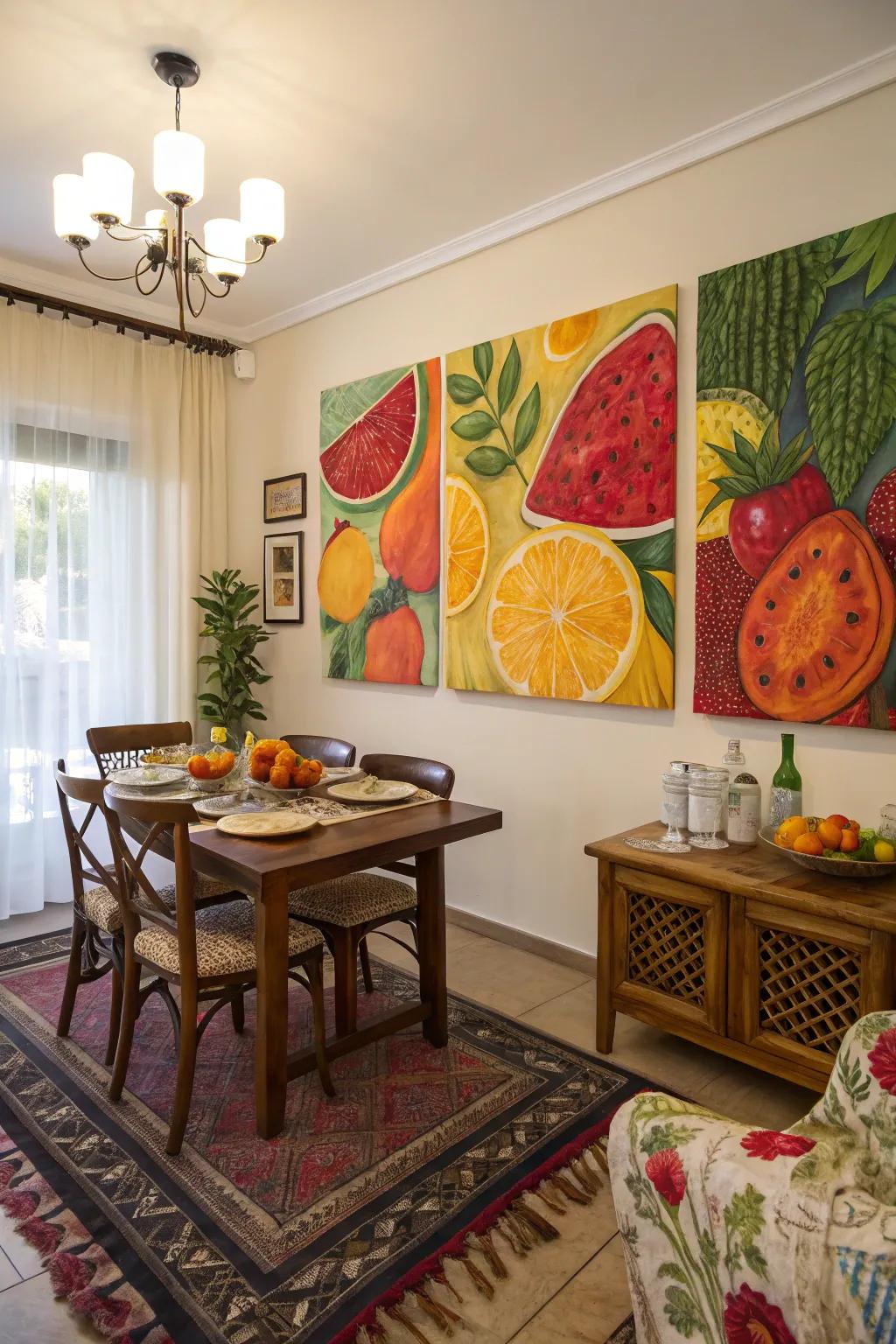 Flora and produce paintings introduce freshness and vibrancy to your abode.