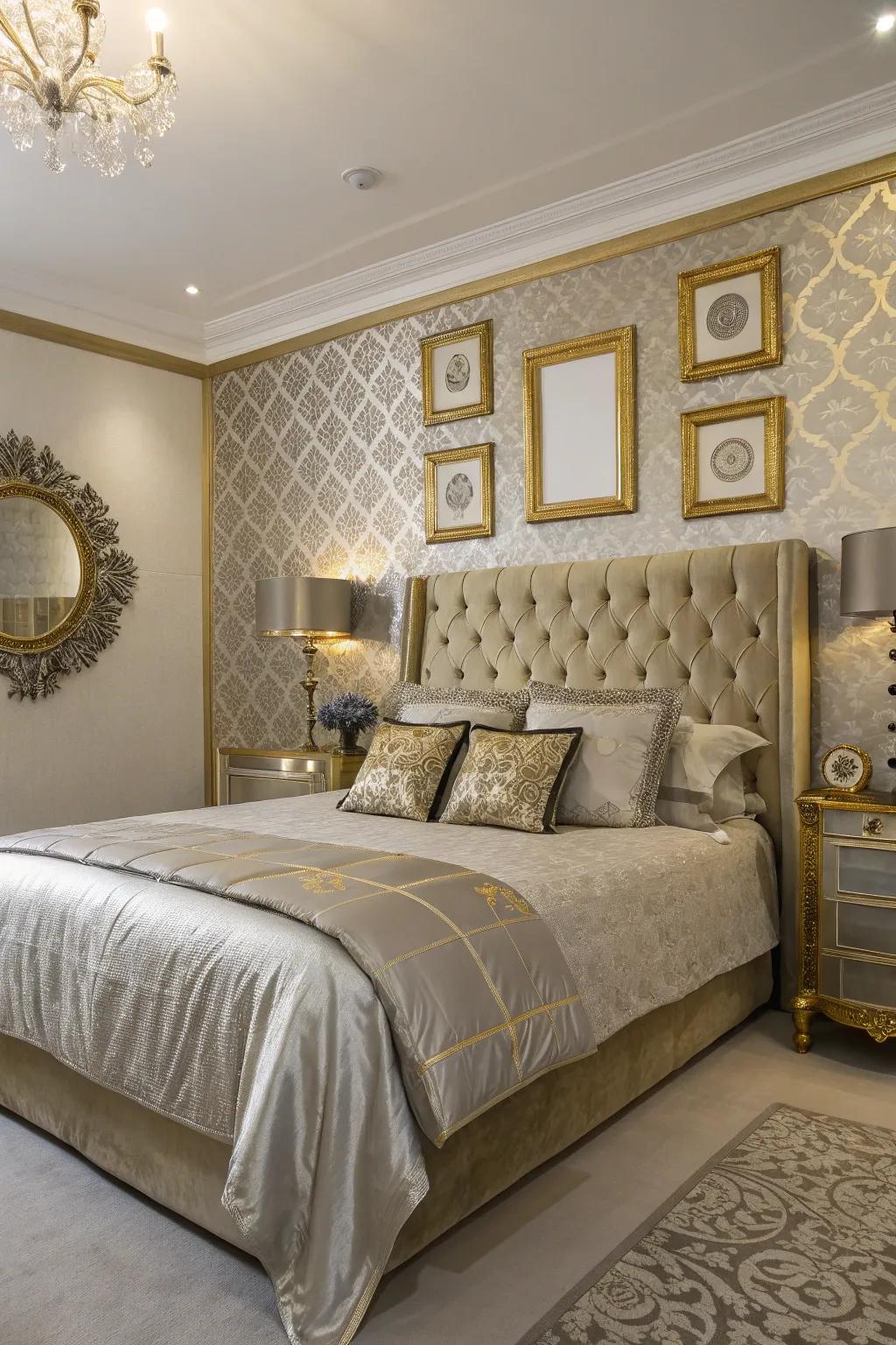 Metallic accents introduce a lavish sensation