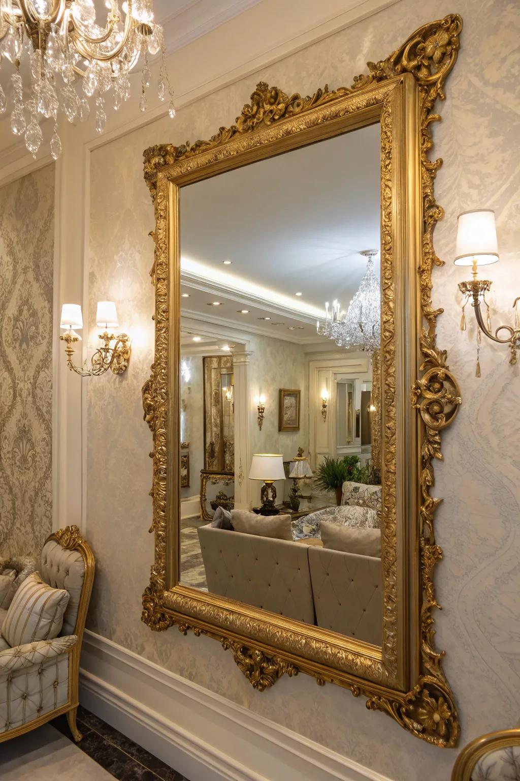 Declaration mirrors enhance illumination and space beautifully.