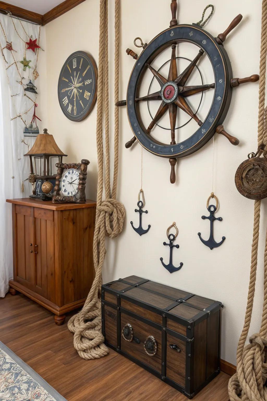 A clock maintaining time with nautical charm.