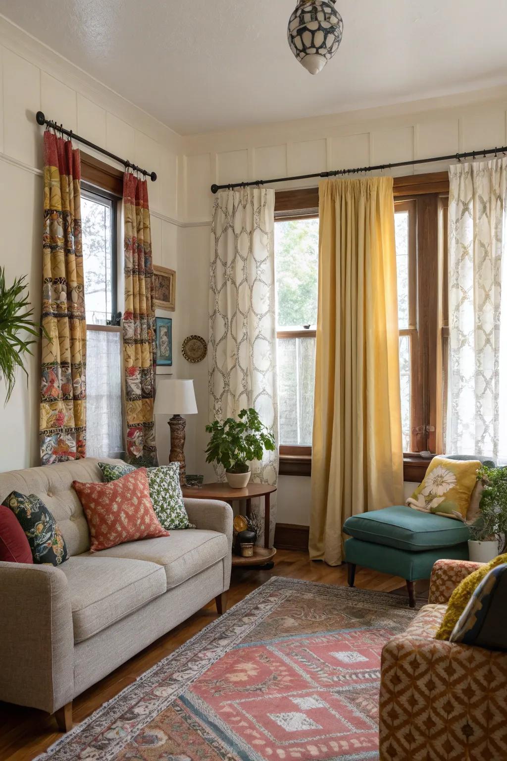 Blending covering styles adds a personal and unique detail to decor.