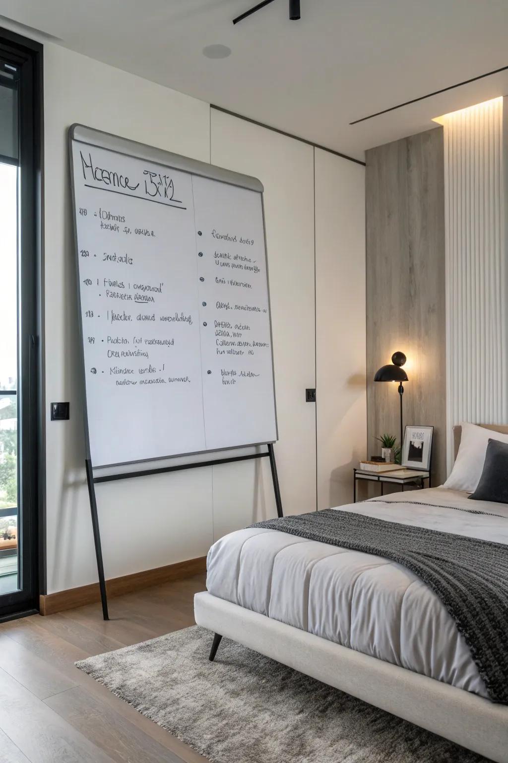 Achieve peace and clarity with a minimalist whiteboard design.
