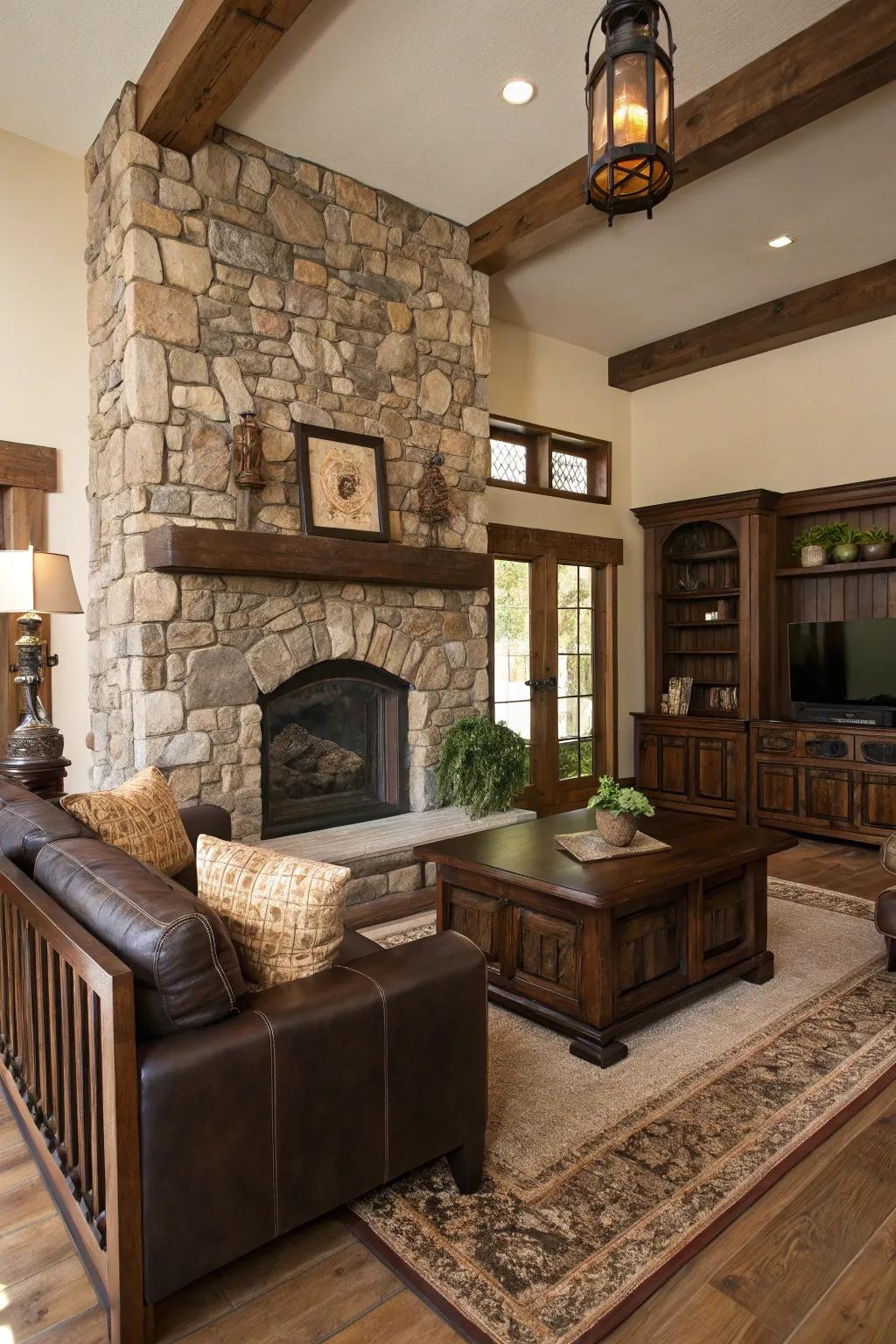 Natural materials create a timeless feel with deep-toned timber.