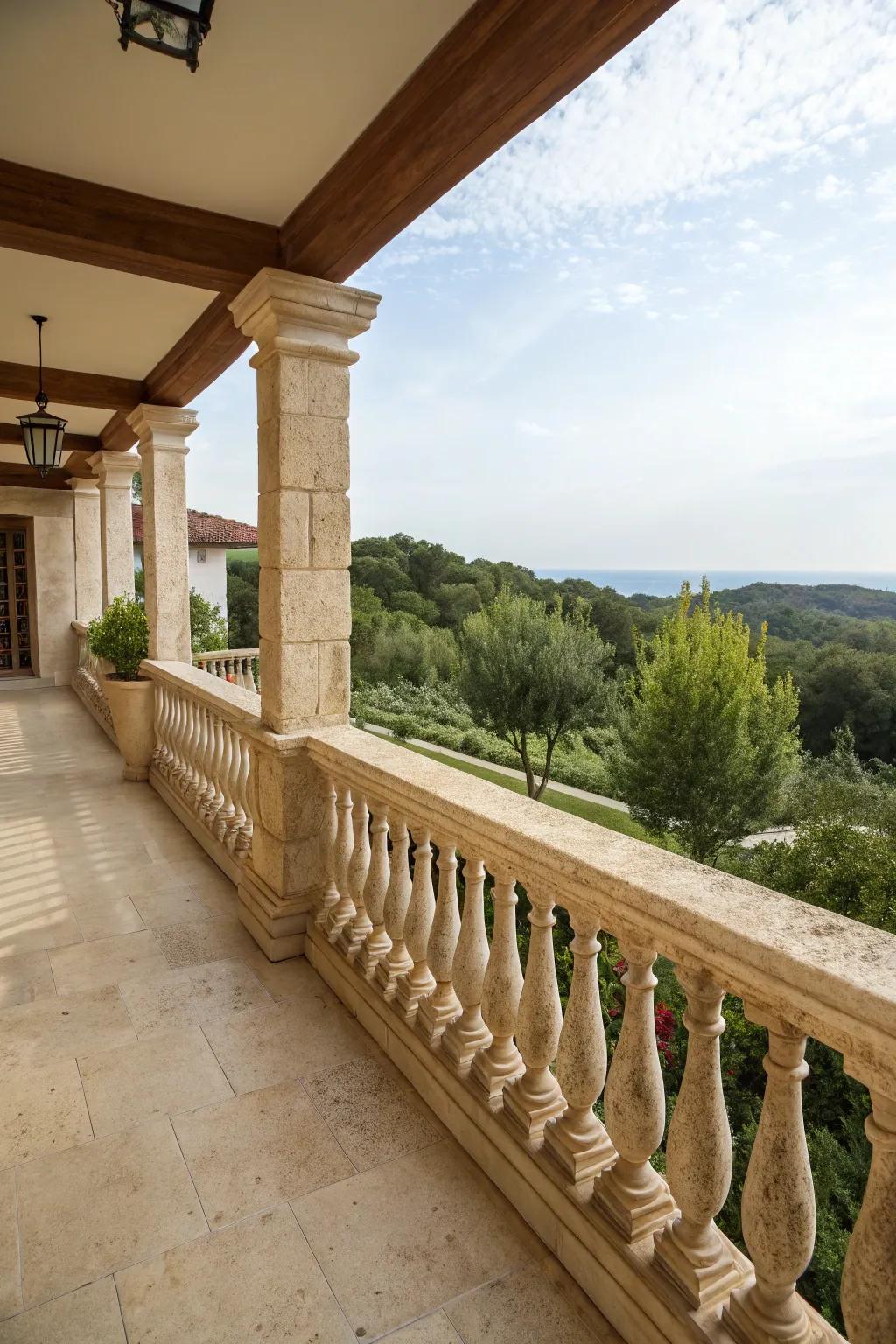 Luxury and durability with stone balusters.