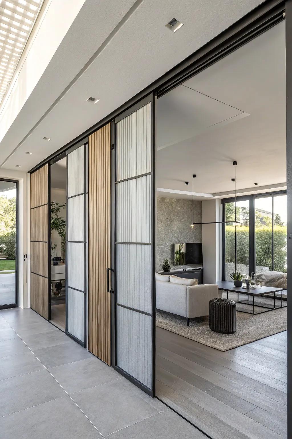 Intrigue through innovative upward gliding doors.