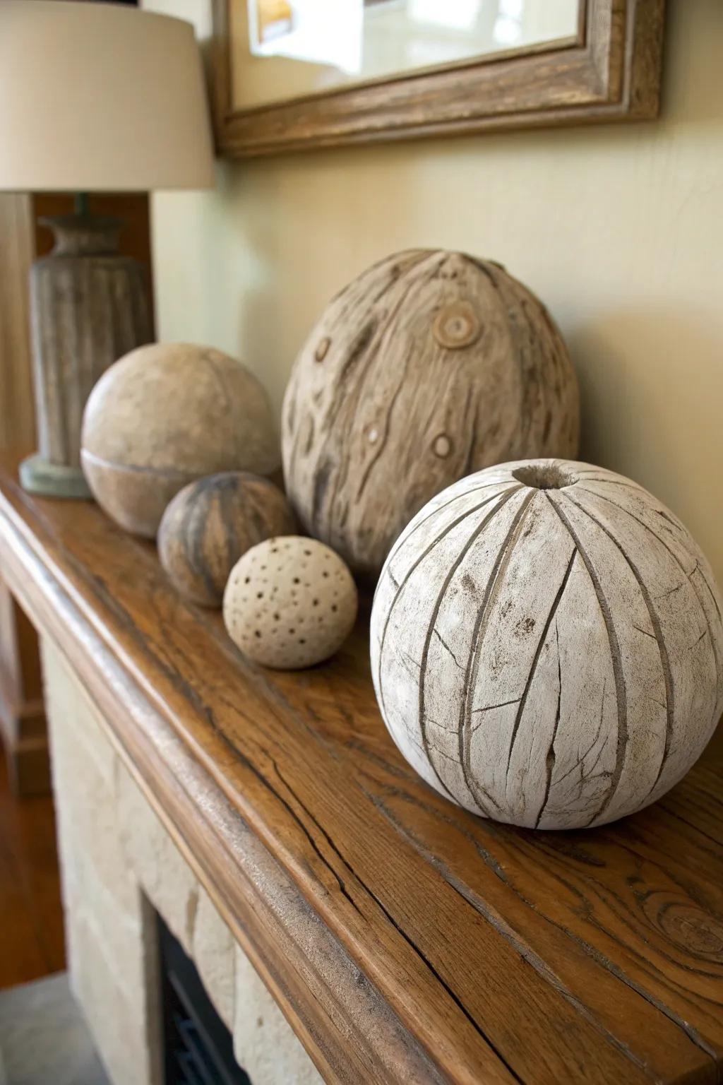 Driftwood globes deliver an exceptional decorative element.