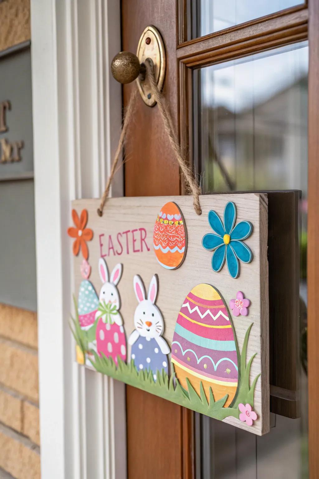 A rendered timber plaque incorporates an earthy and hospitable Easter element.