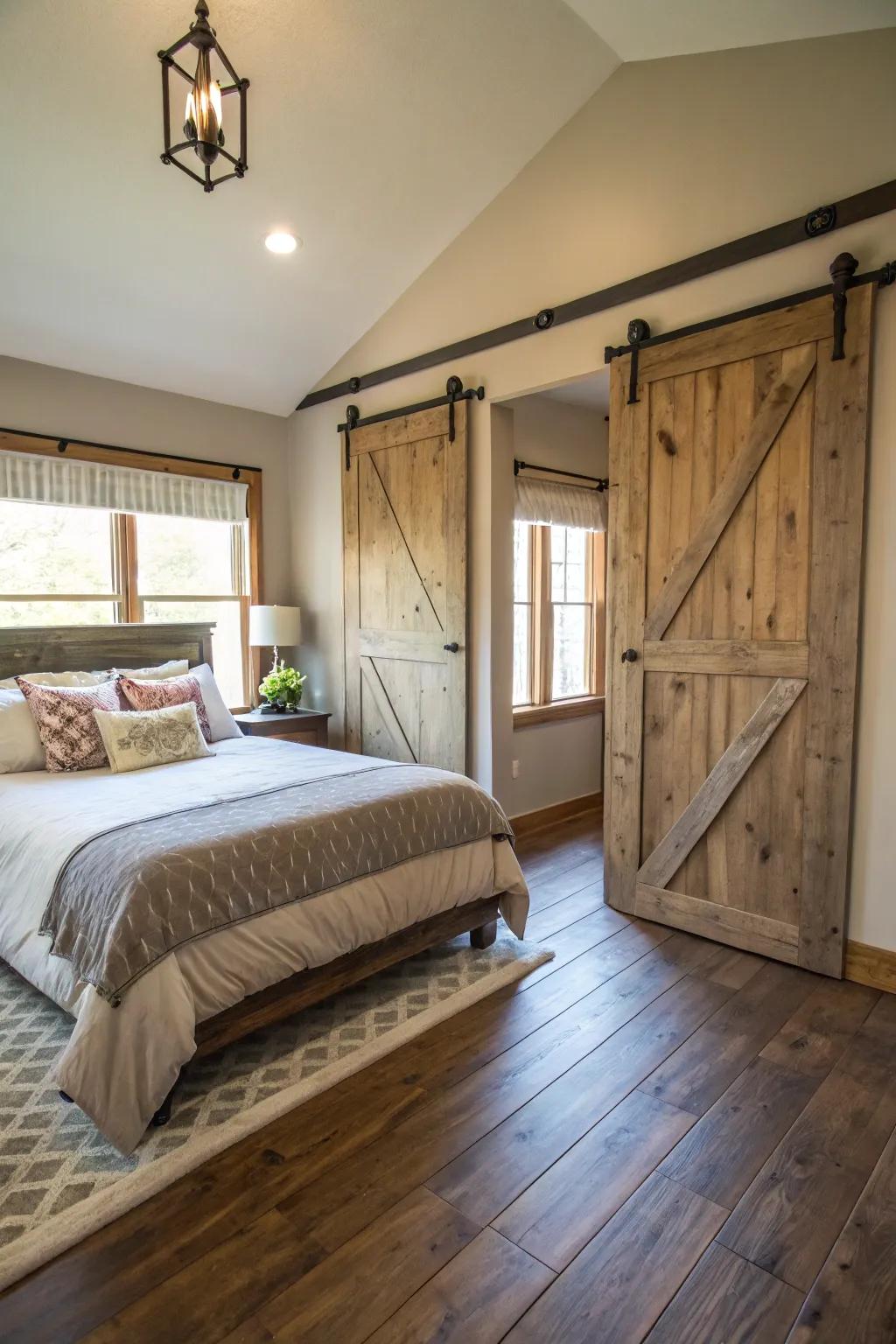 Barn doors offer artistic flair.