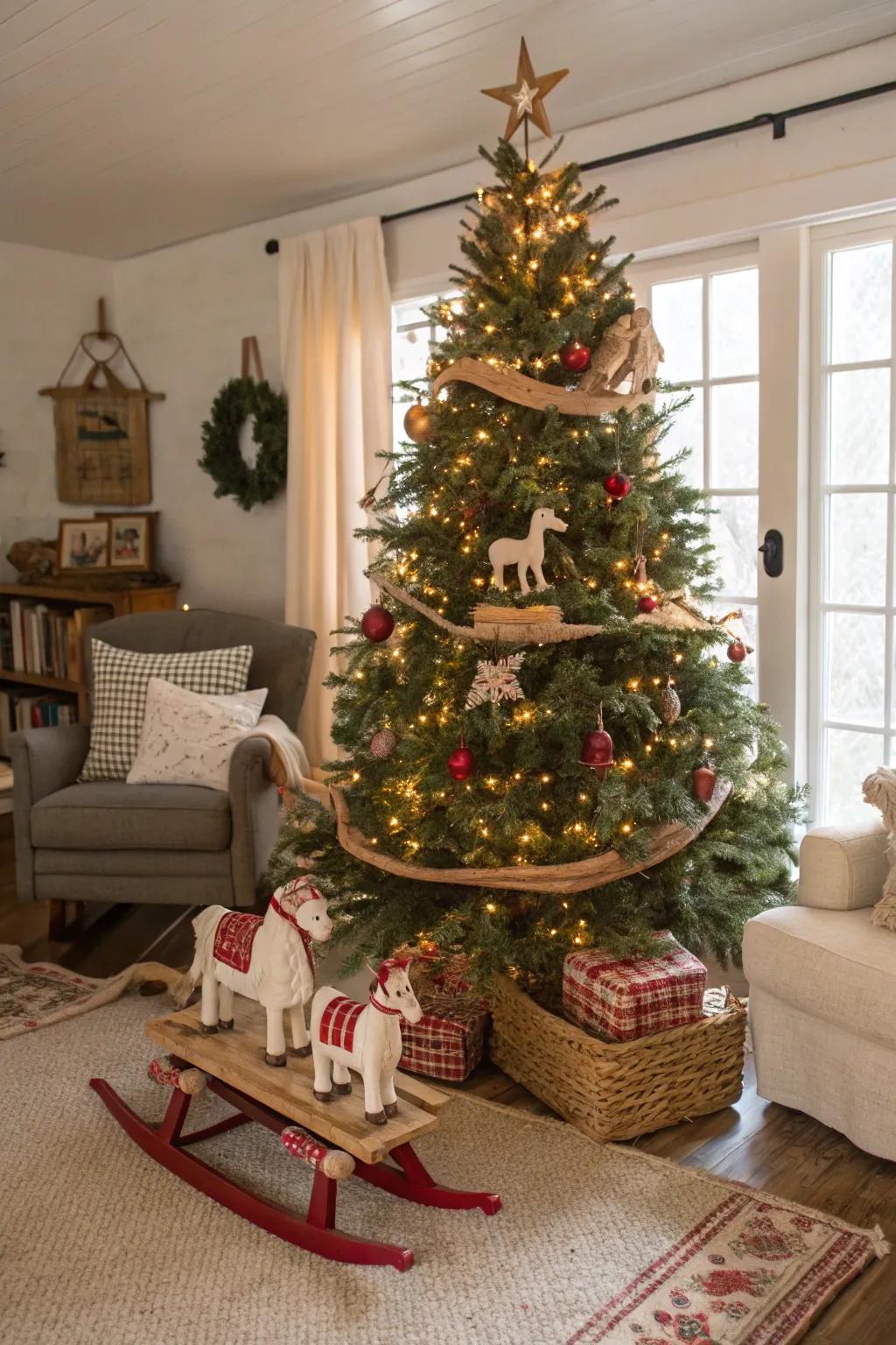 Quirky components spark happiness and ingenuity within this charming tree.