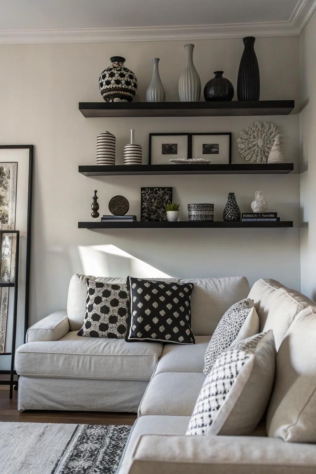Monochrome motifs produce a sophisticated and cohesive impression.