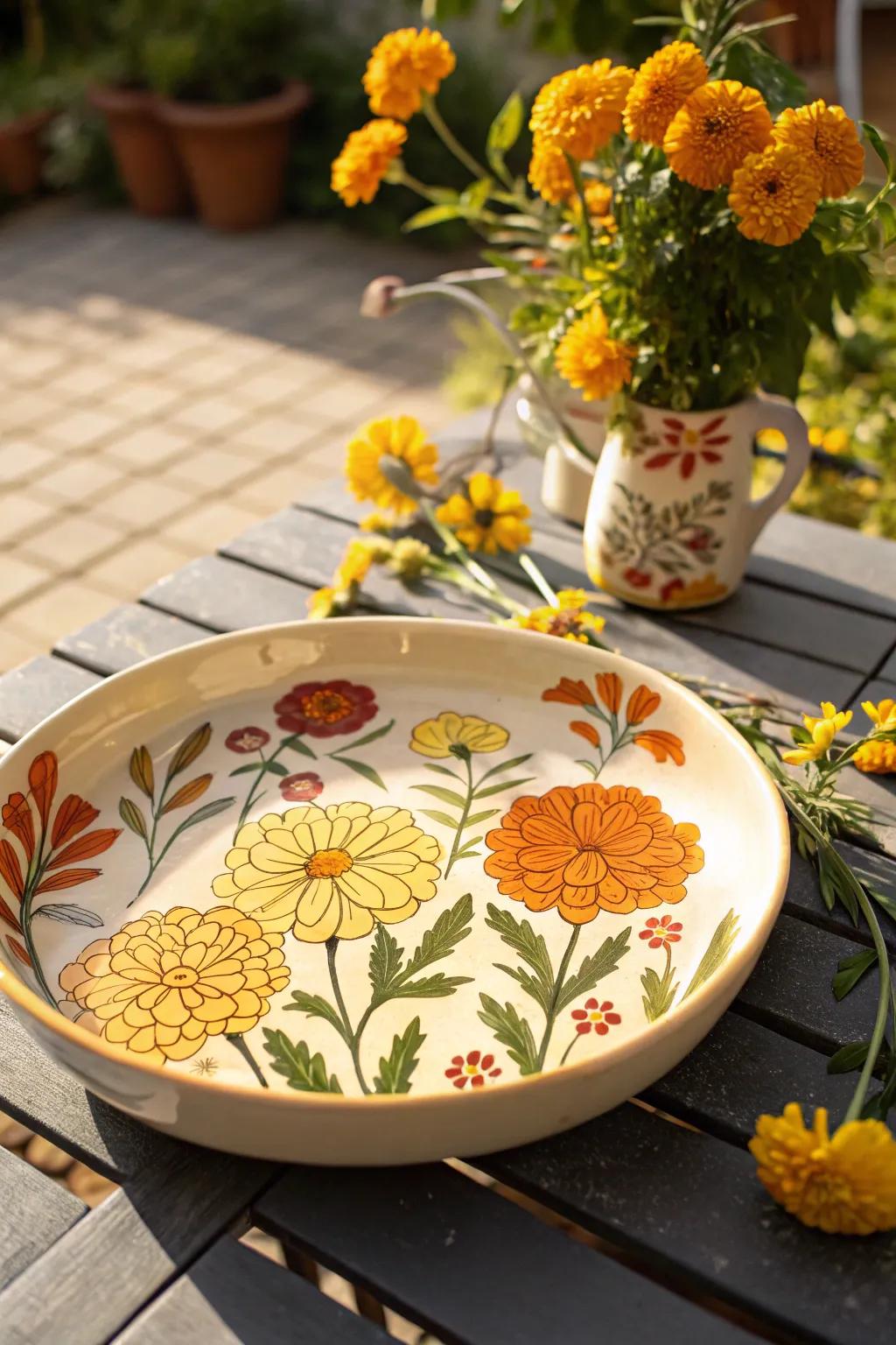 Sun-kissed flower of the deads contribute warmth and vibrancy to your dish aesthetics.