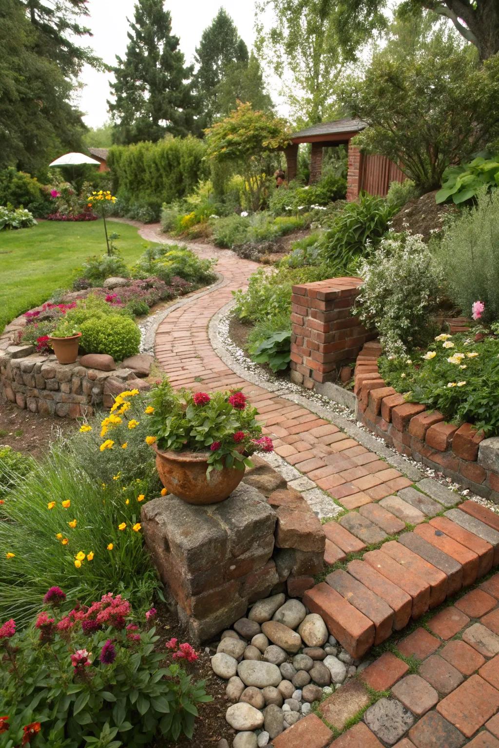 Repurposing materials introduces a distinct and sustainable touch to gardens.