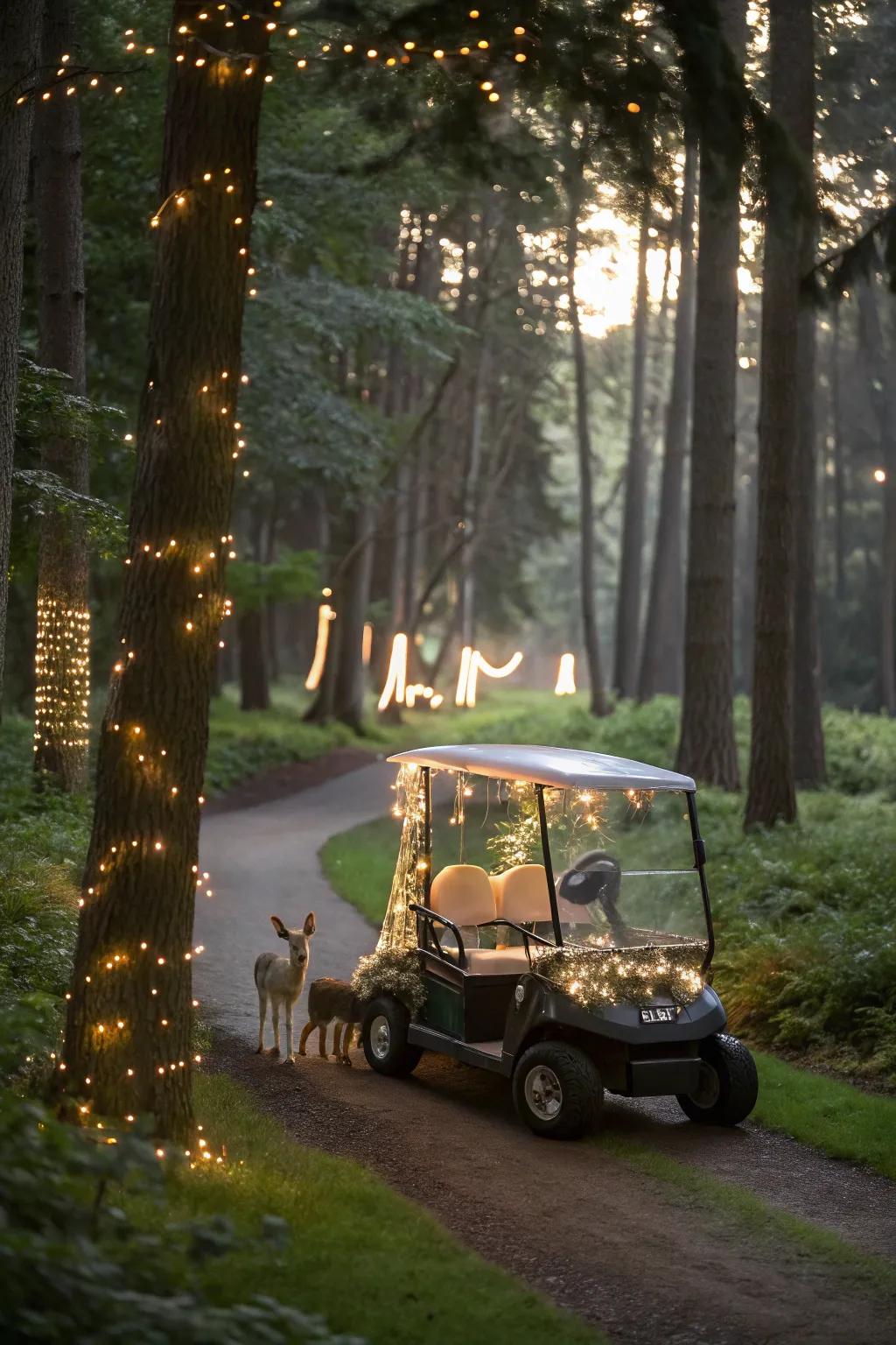 Fashion an enchanted forest on wheels using magical ornaments.
