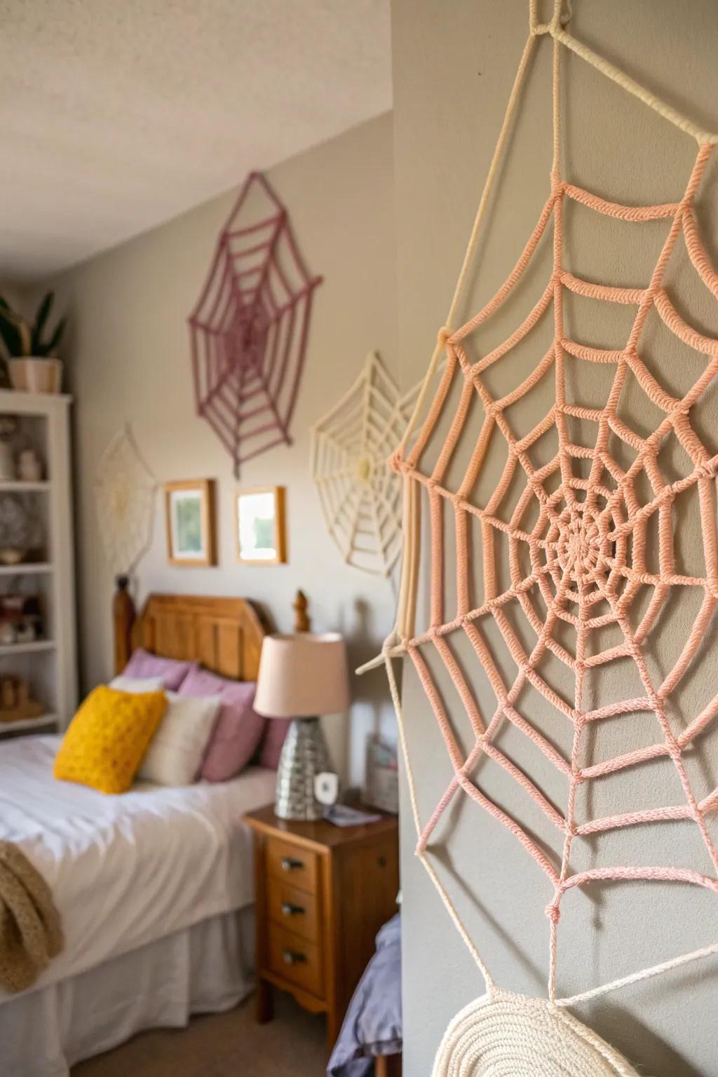 DIY spider webs add a personal and spooky touch to your décor.