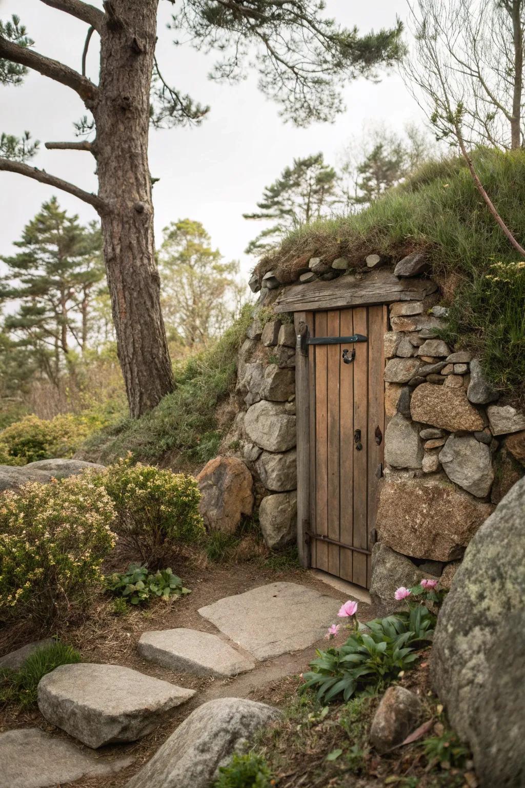 Nature's elements blend to conceal an entry.