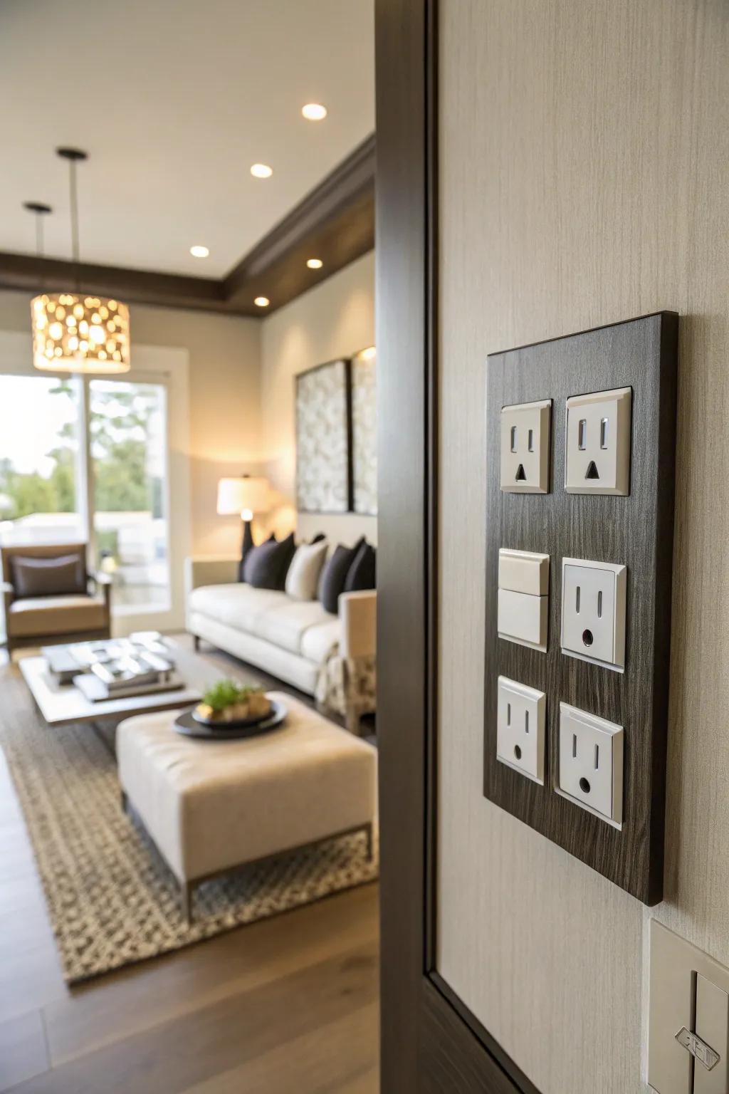 Updated button panels and outlet guards add a polished touch to your residence.