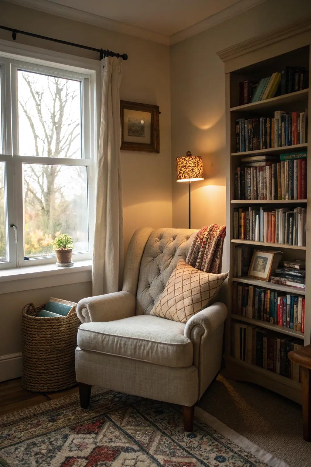 A relaxation corner provides a cozy hideaway in your bedroom.
