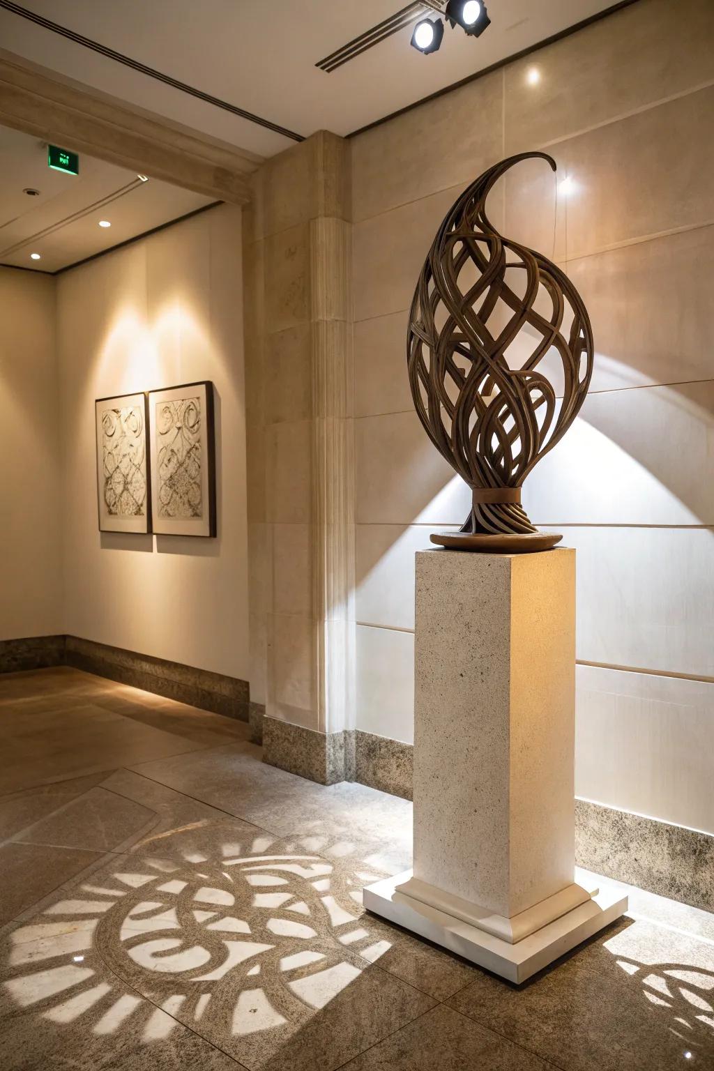 Figures infuse artistic flair into your home corners.