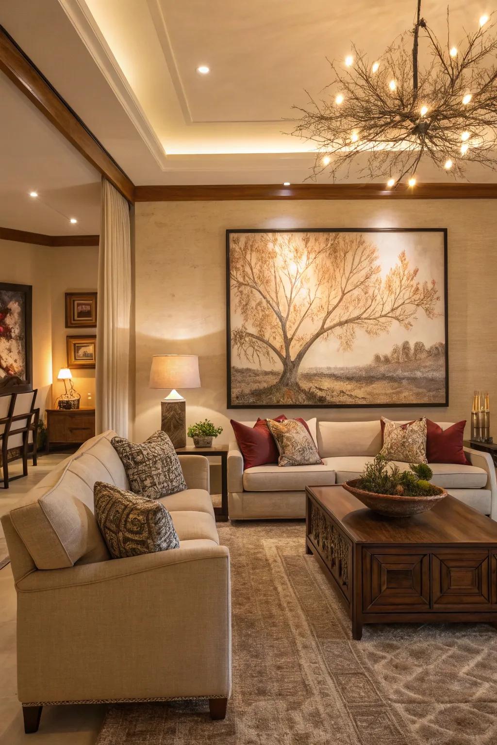 A striking art piece has the ability to function as a strong point of focus in any room.