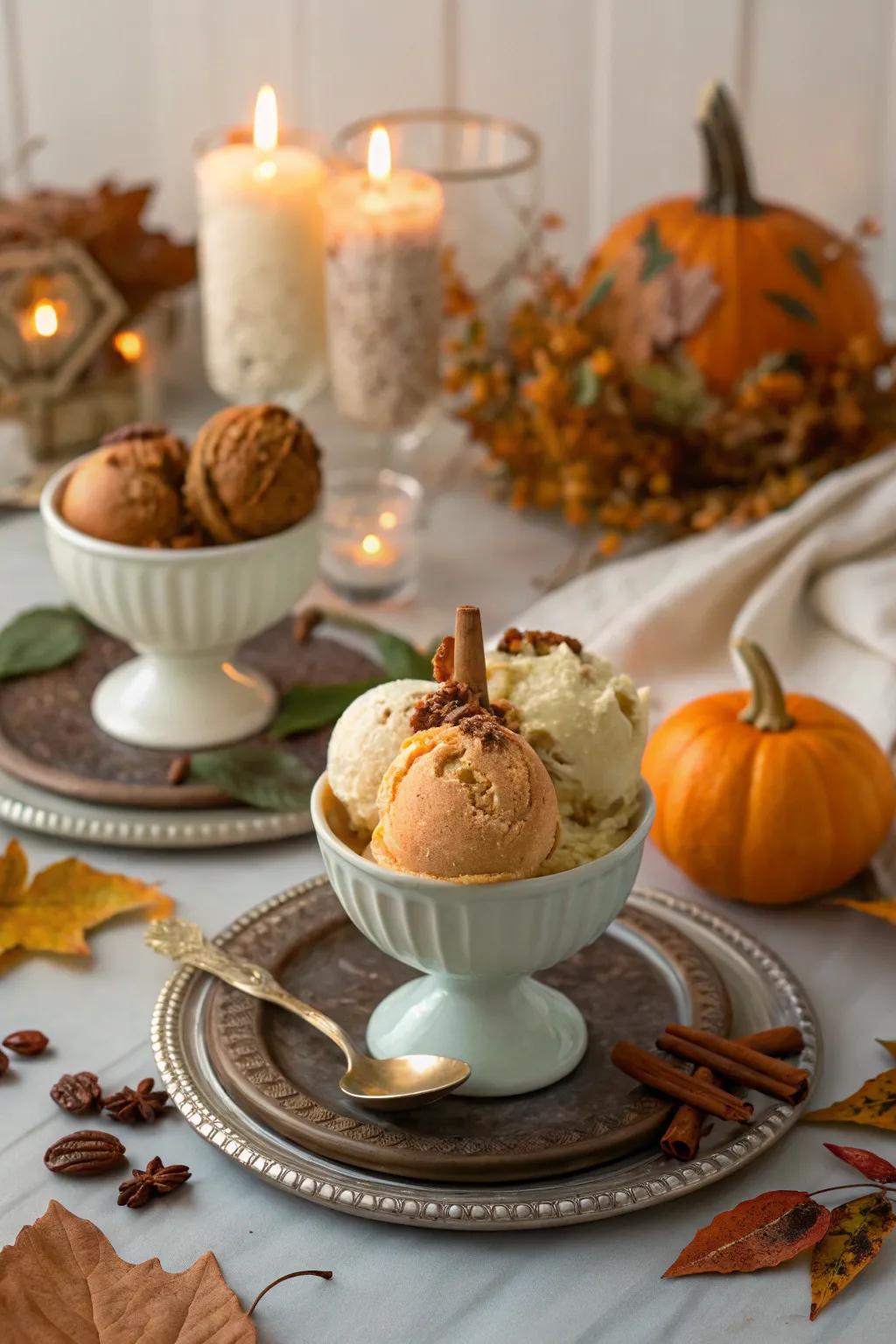 A seasonal ice cream flavor table celebrates the essence of the season.