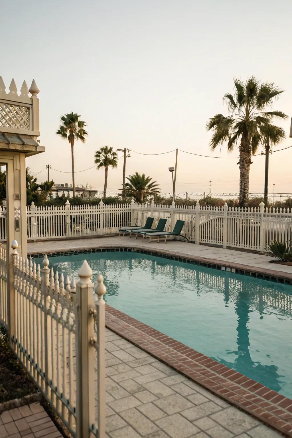 Vintage-style enclosures introduce a nostalgic charm to pool settings.