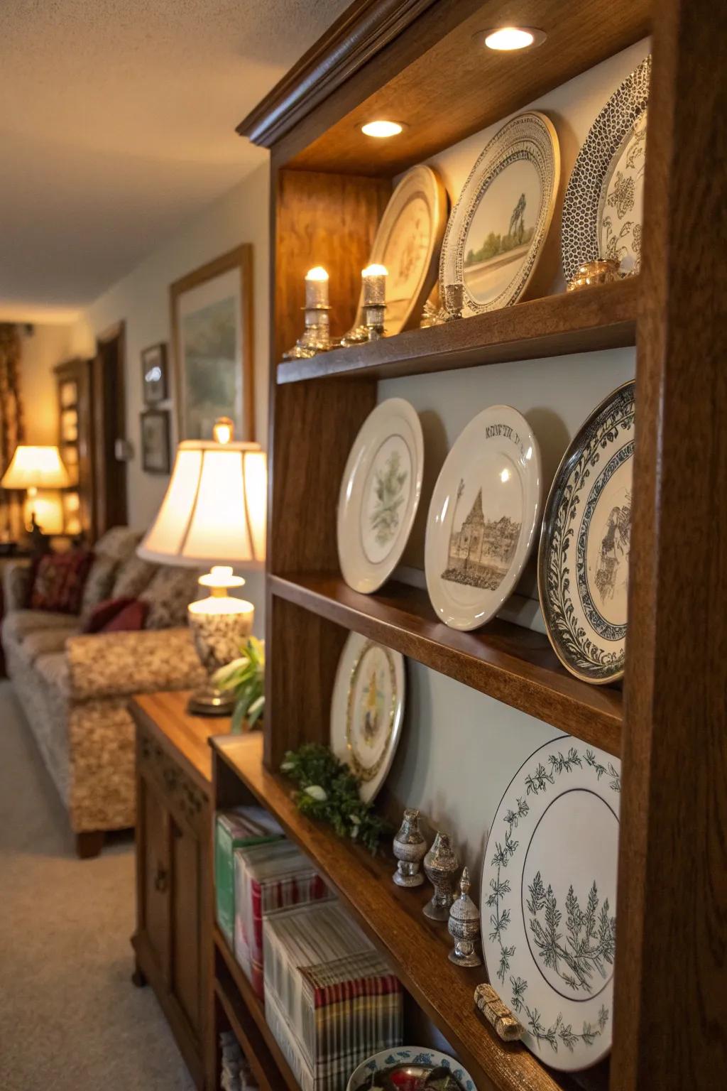 A memorial presentation showcasing plates, encapsulating life's milestones and advancement.