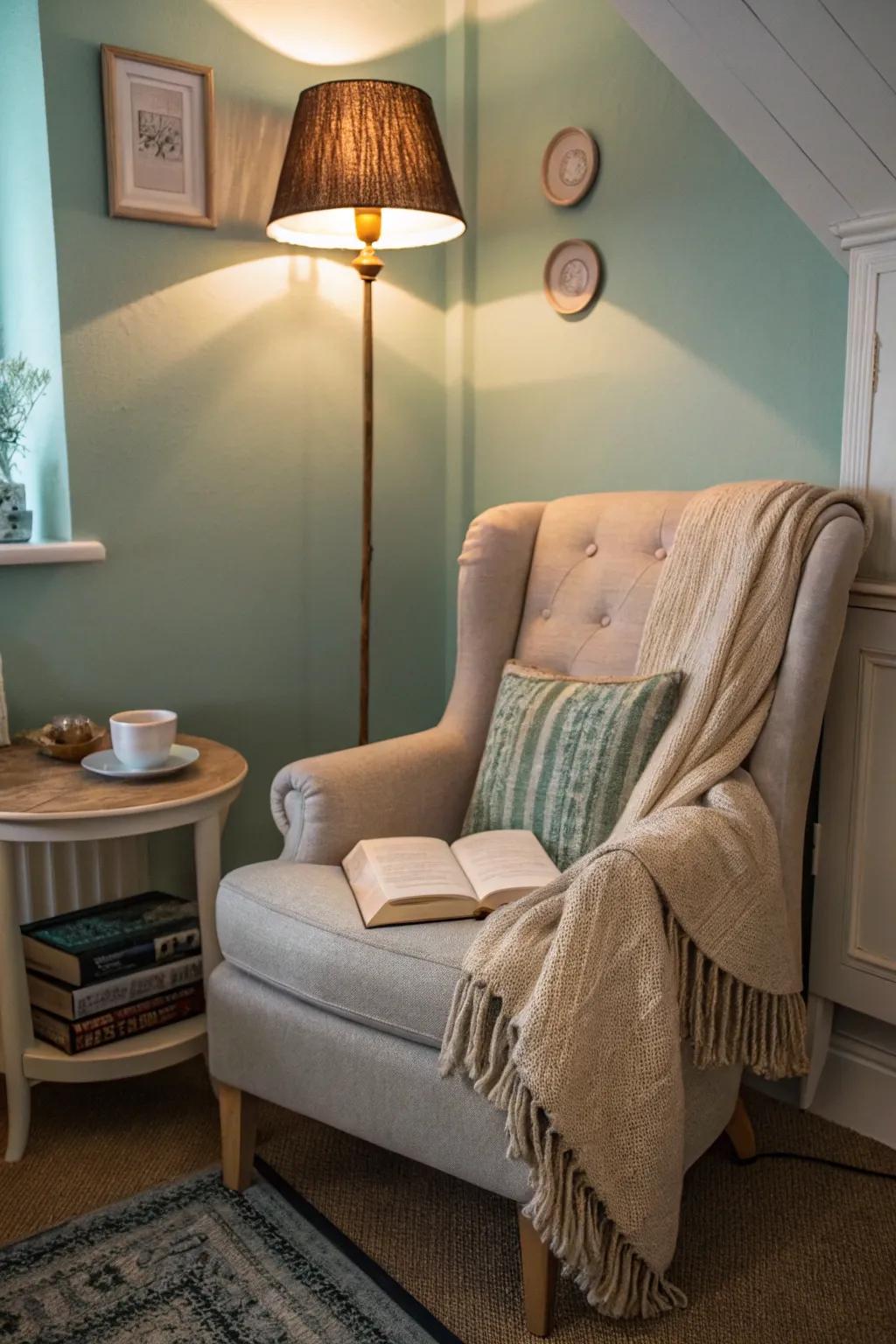 A reposeful alcove furnishes a placid location for unwinding.