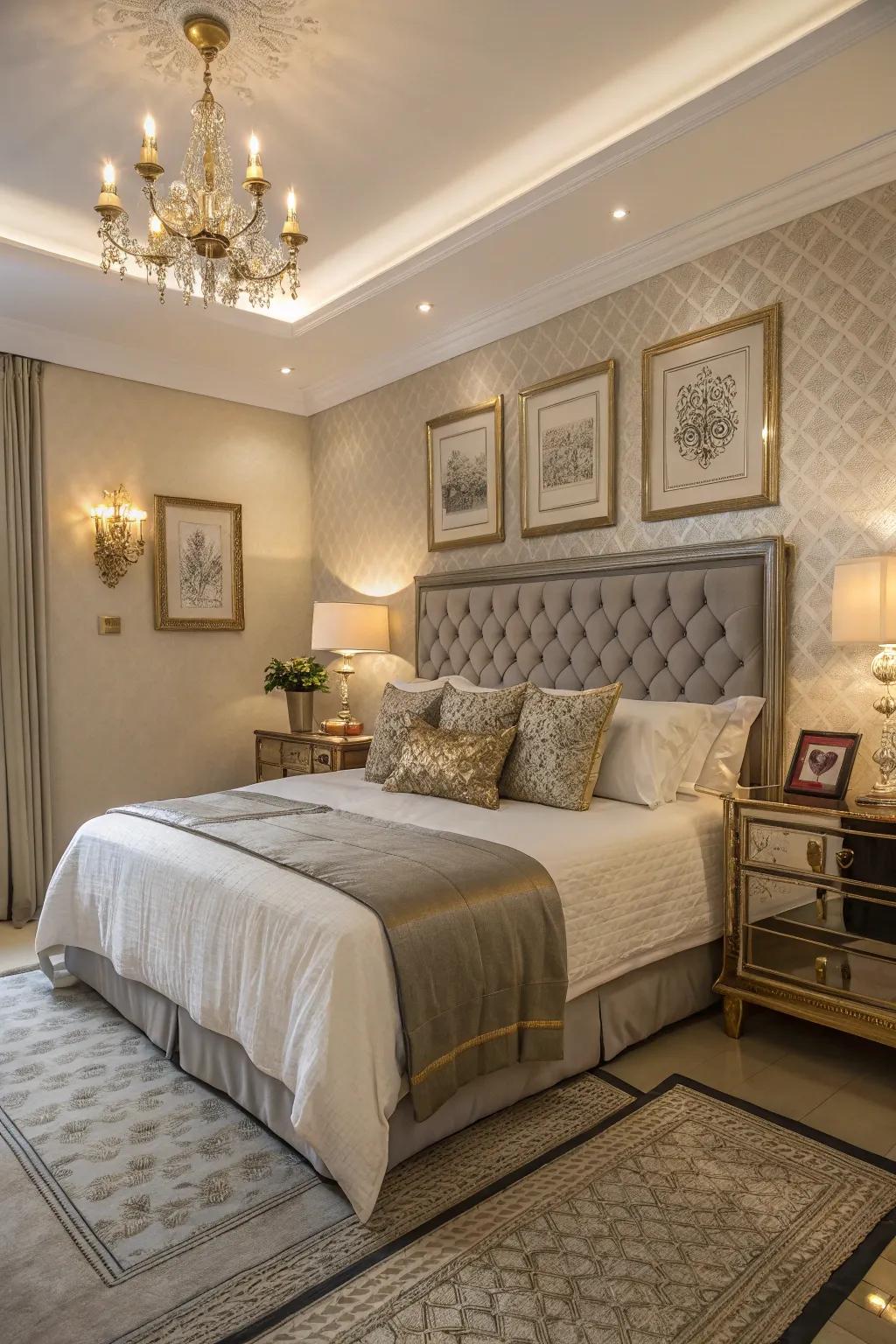 Metallic accents add a touch of glamour and subtle shine.