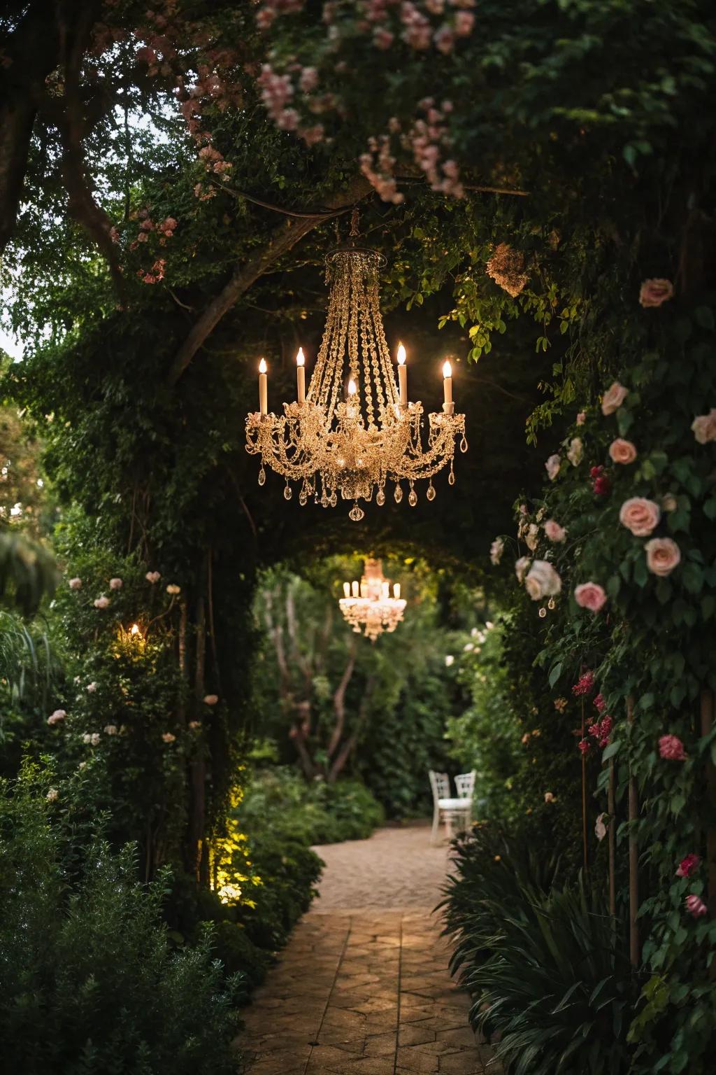 Embrace timeless elegance with a wax light-inspired chandelier.