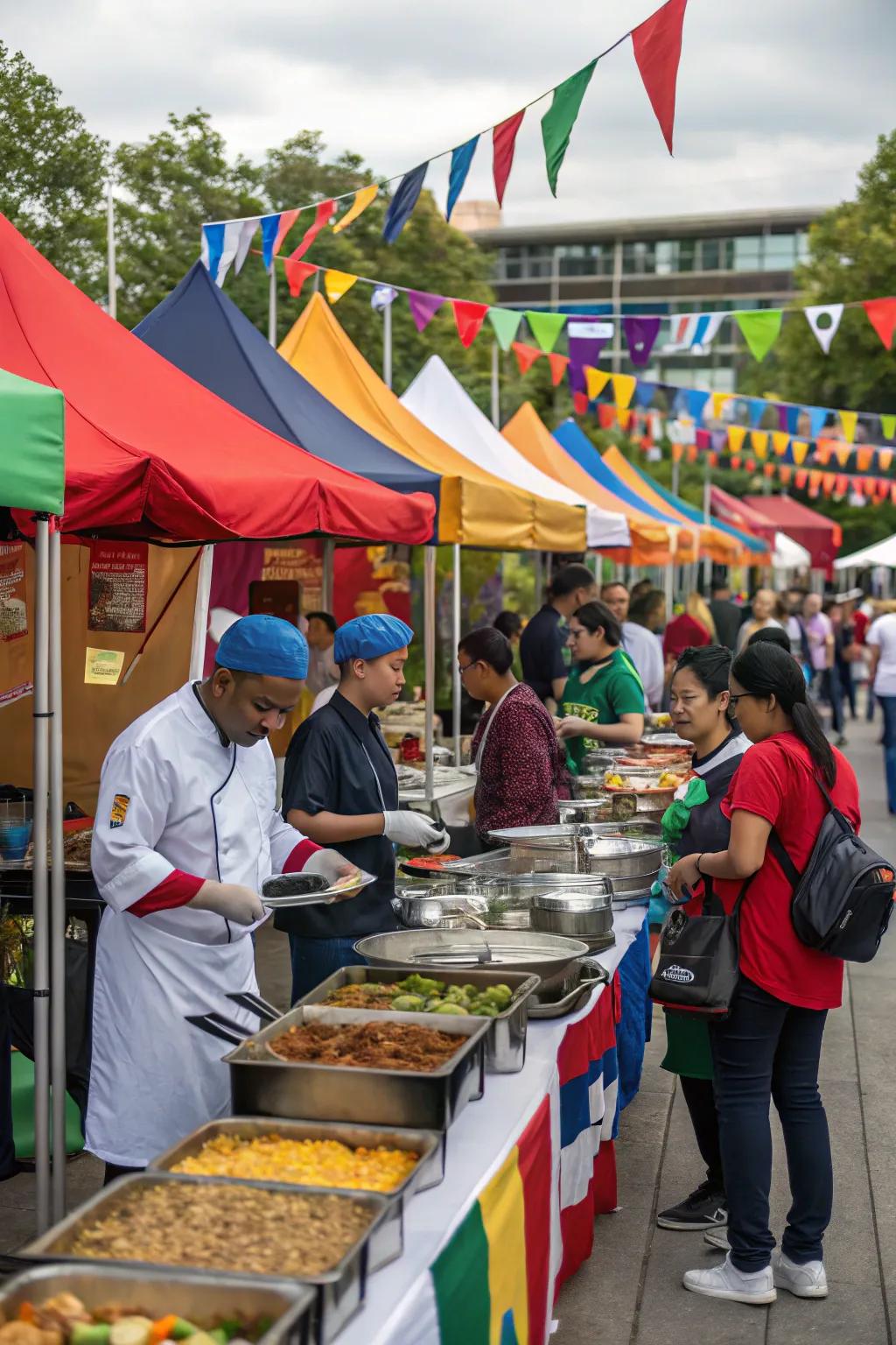 Embark on a world tour of flavors at a street food festival.
