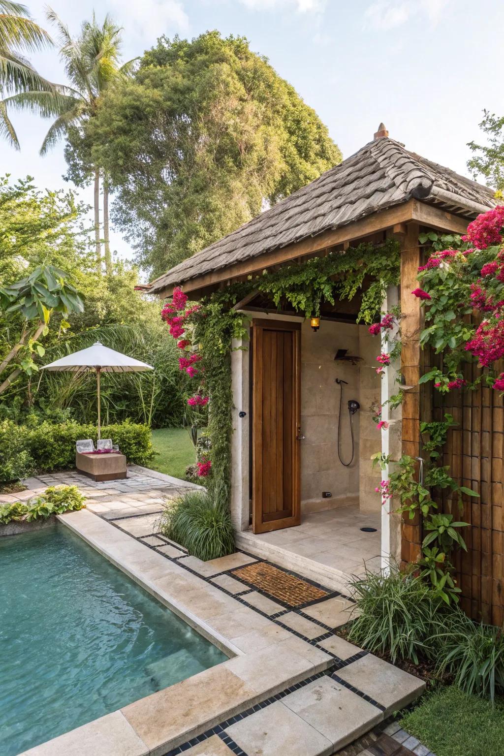 Savor a rejuvenating shower beneath the open sky