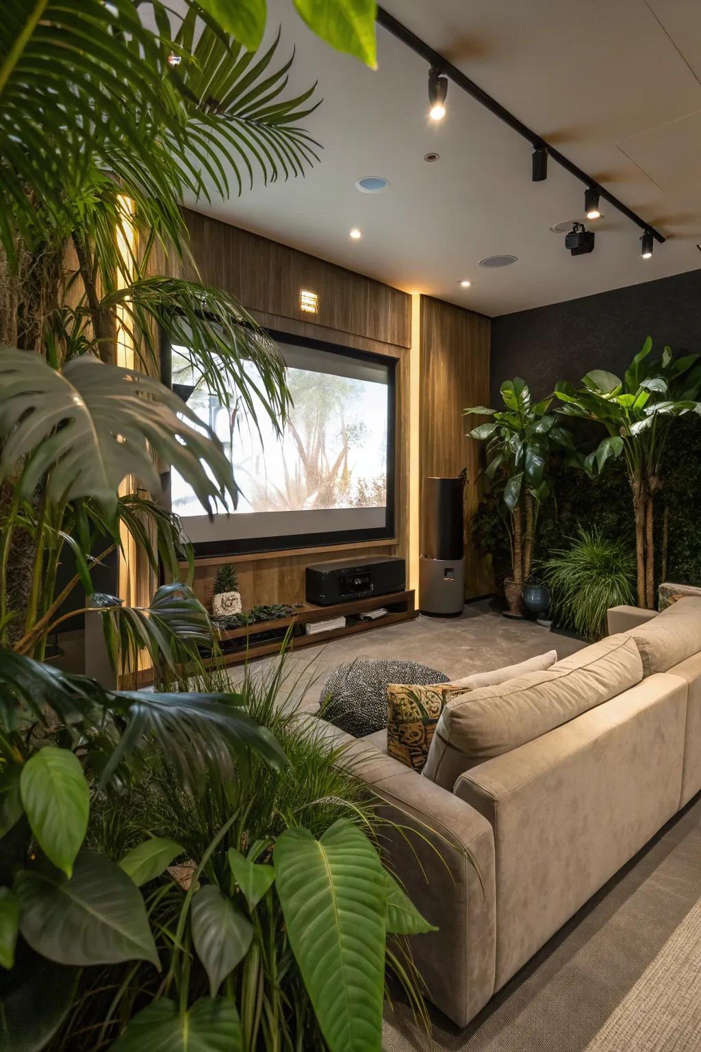 Plants bring a fresh and lively element to your projector room.
