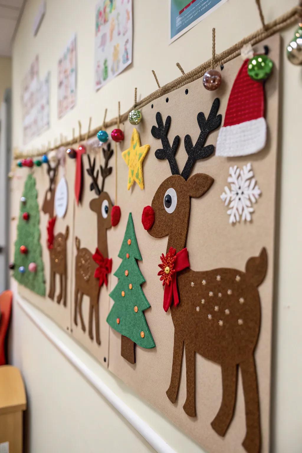 Comfortable details introduce warmth to your reindeer board.