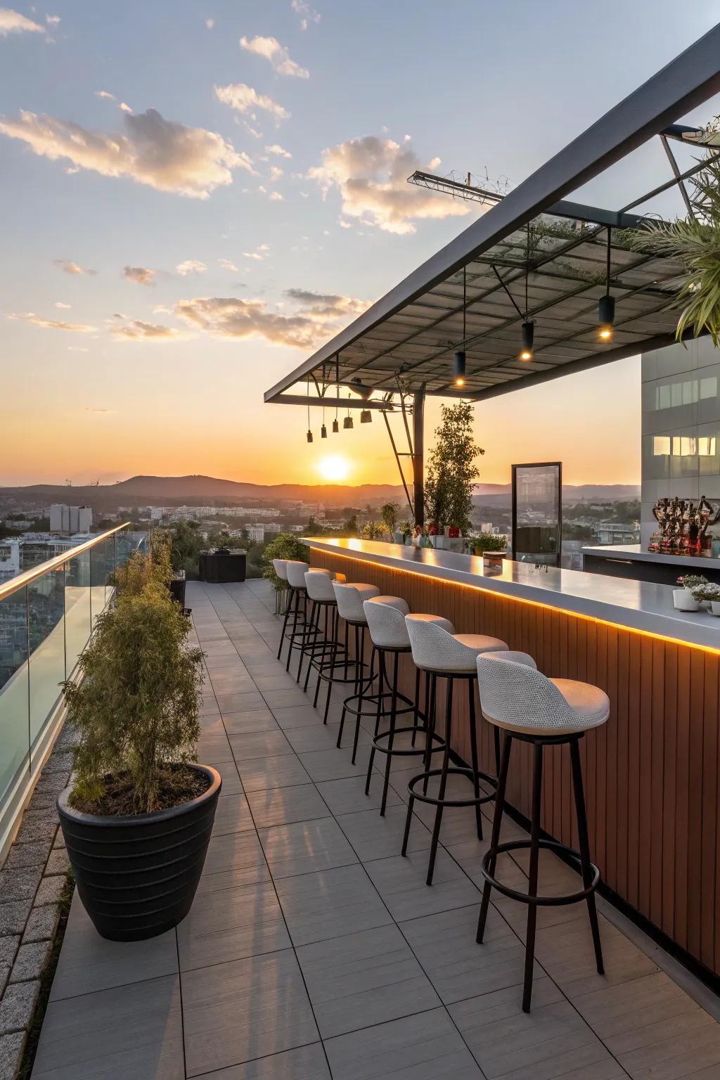 Entertain guests featuring a trendy rooftop bar.