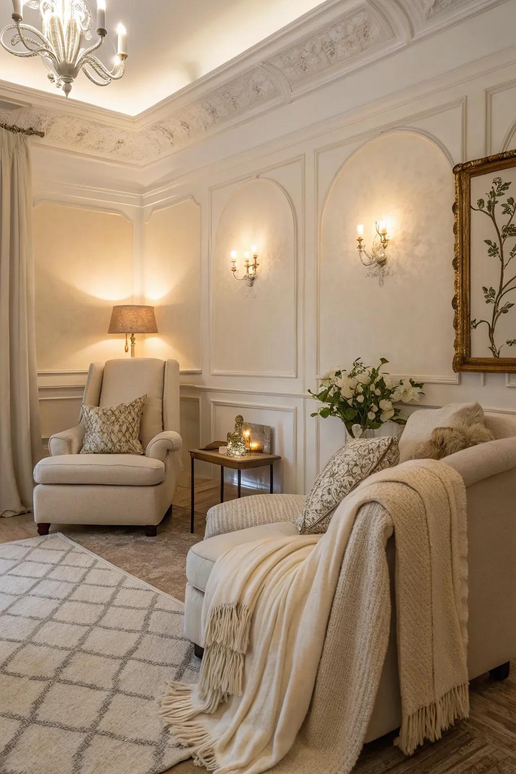 Bisque whites provide gentle elegance.