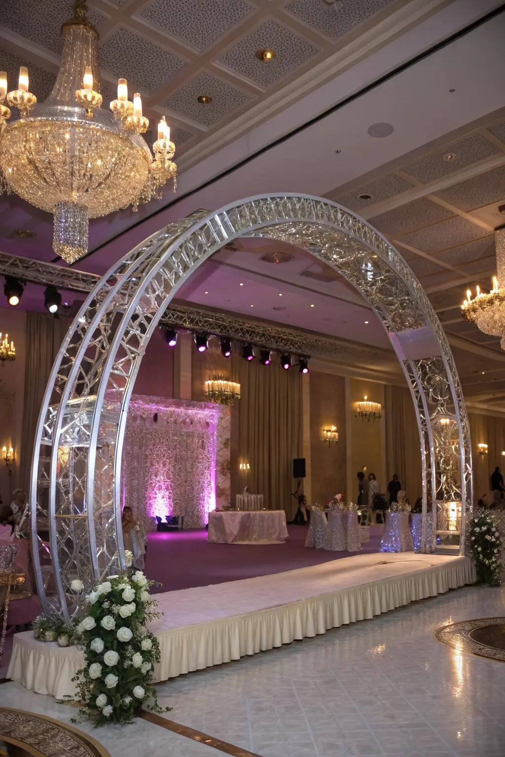 A metallic glam arch, perfect for adding a touch of luxury.