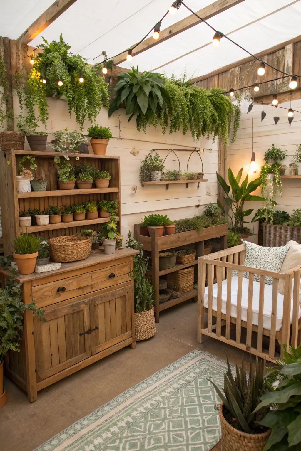 Botanical elements introduce vitality and freshness to the milieu.