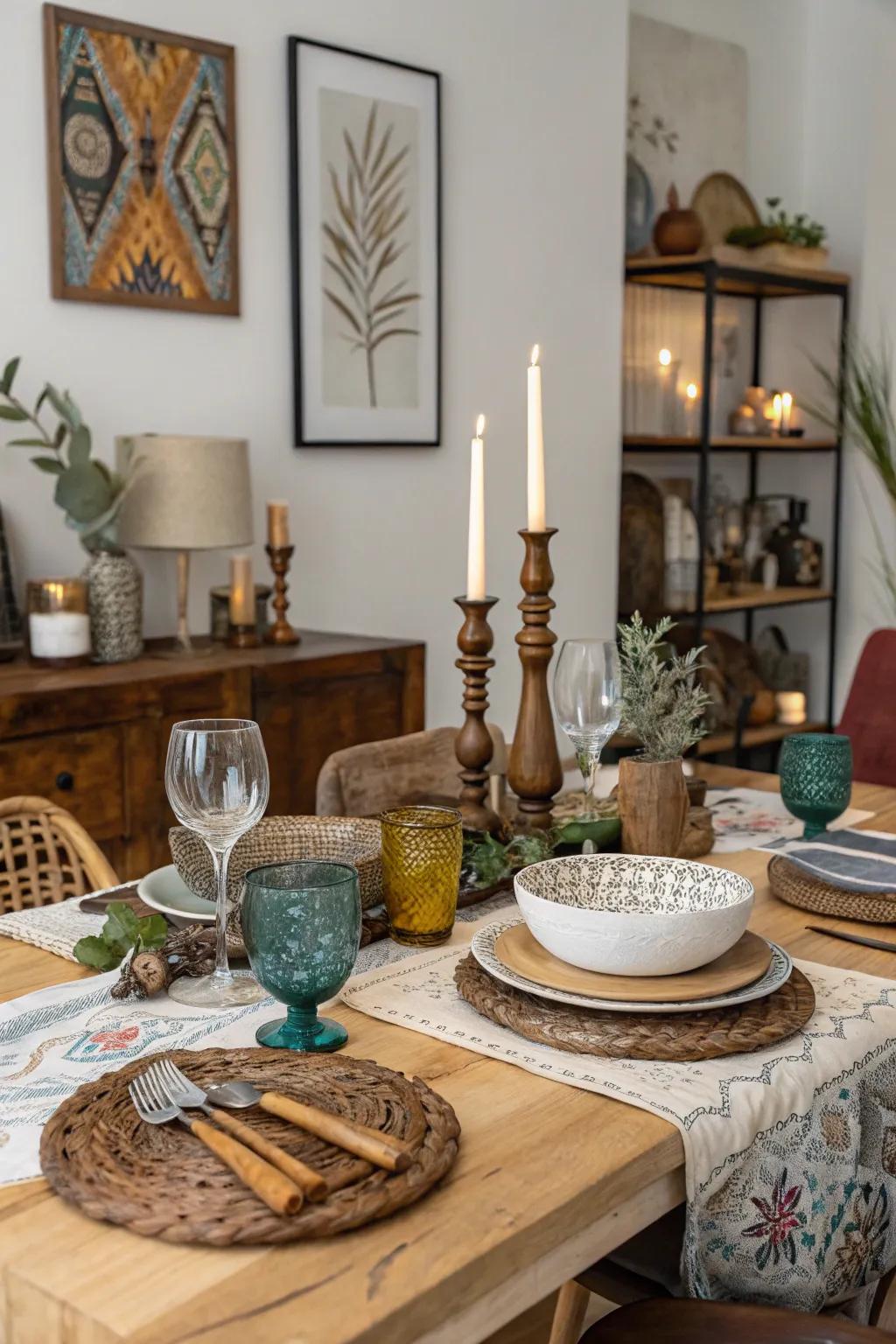Mixing styles creates a unique and personal table setting.