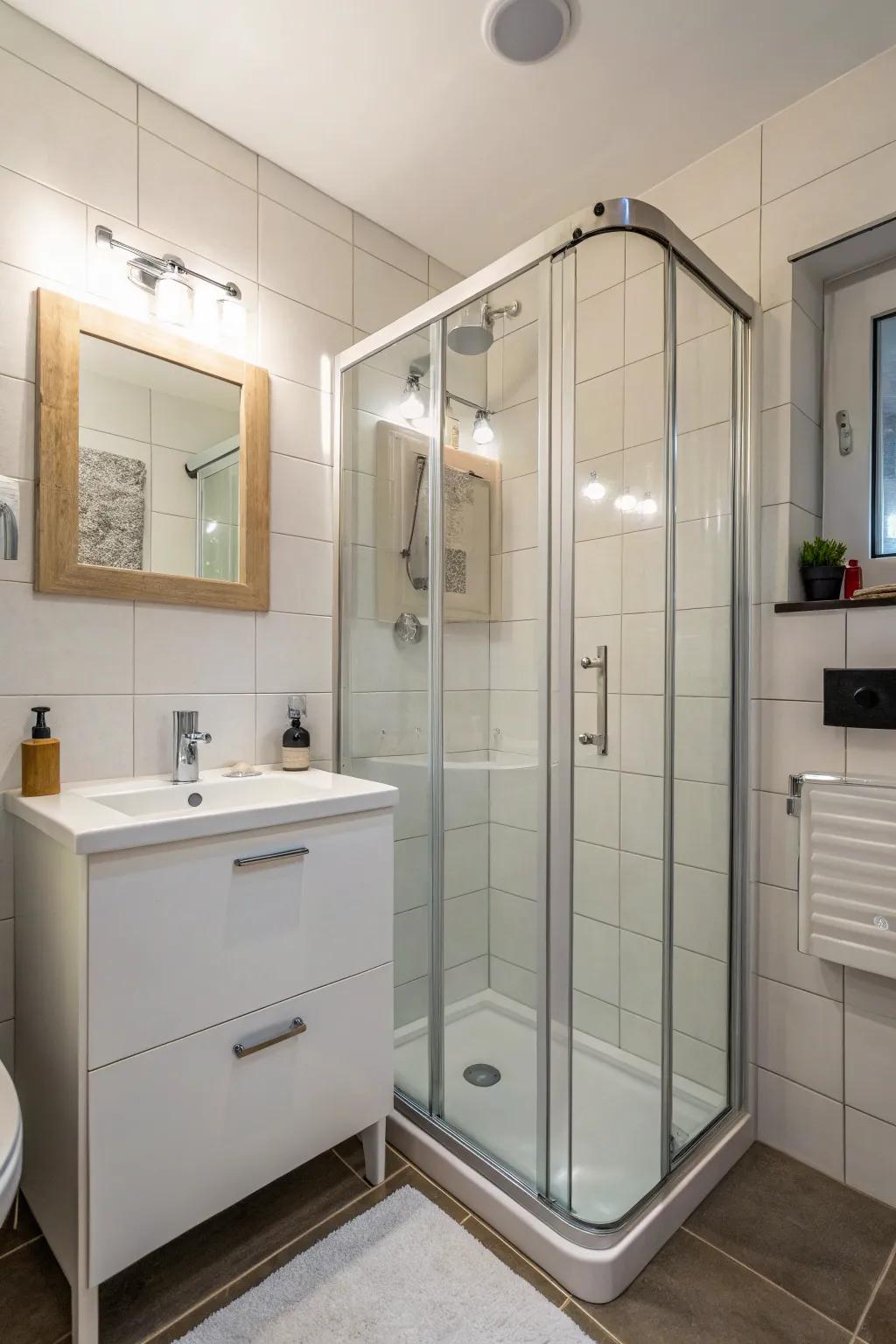 Angular showers make efficient use of limited space.