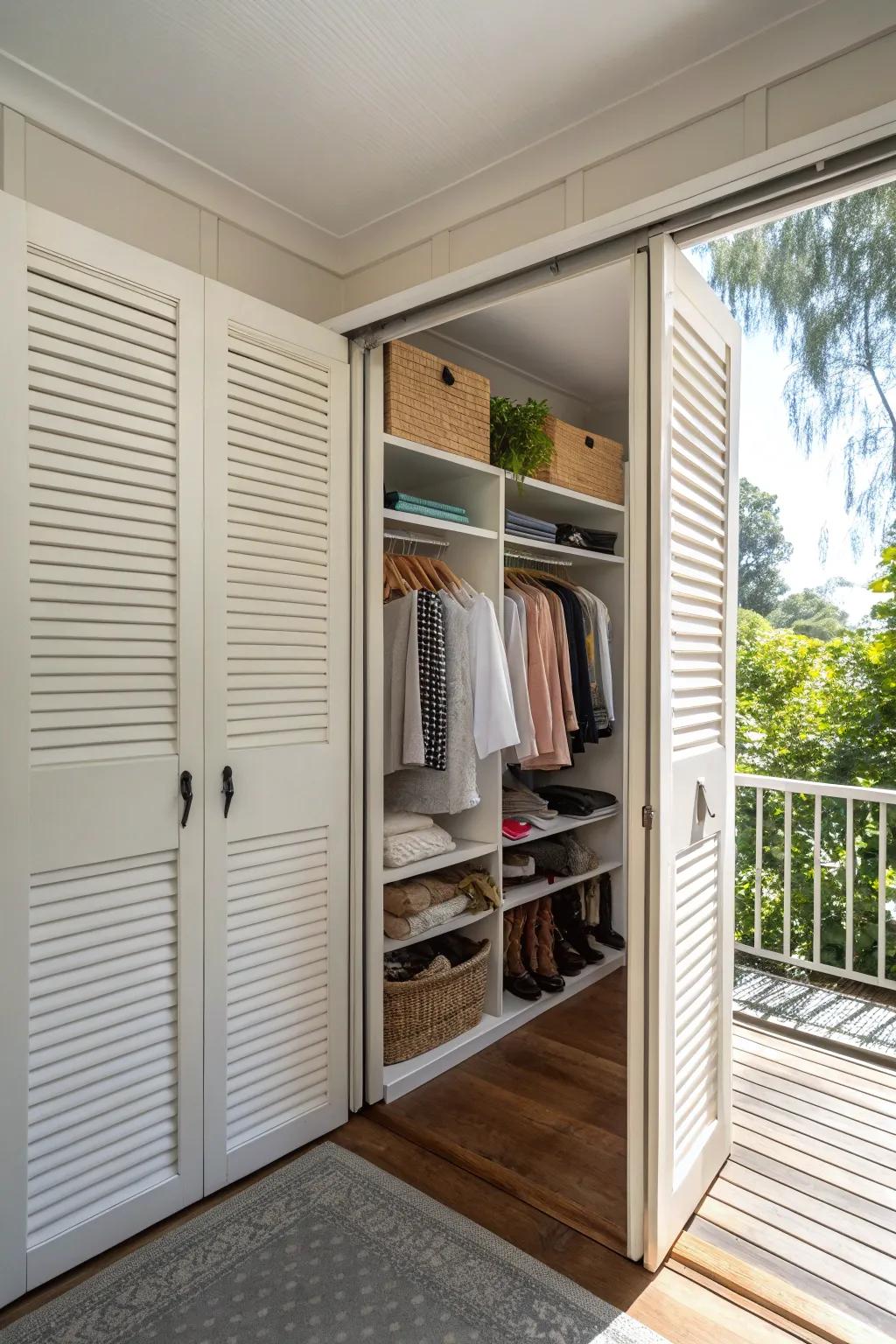 Louvered doors provide texture and allow ventilation.
