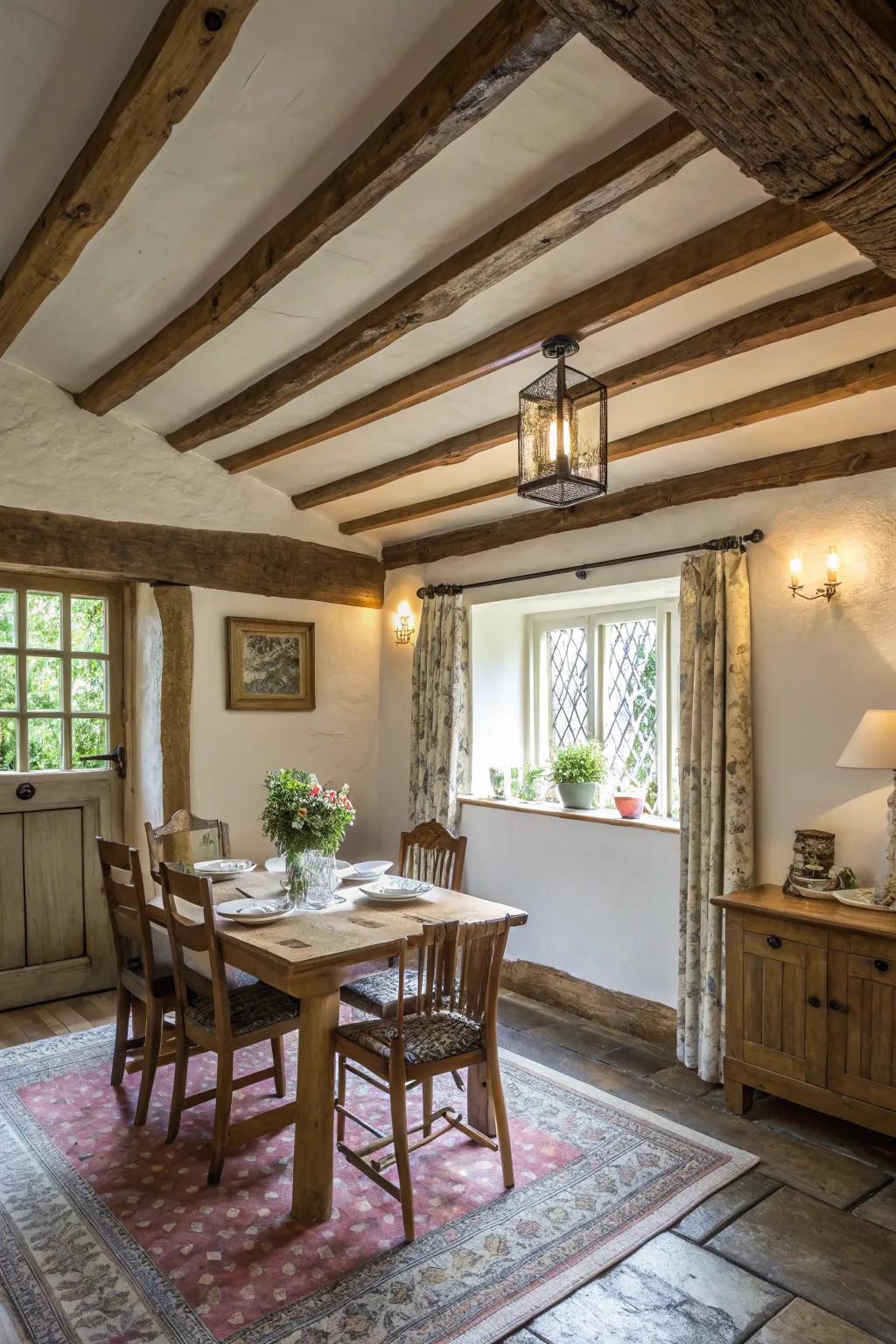 A notable overhead area introduces unexpected intrigue.