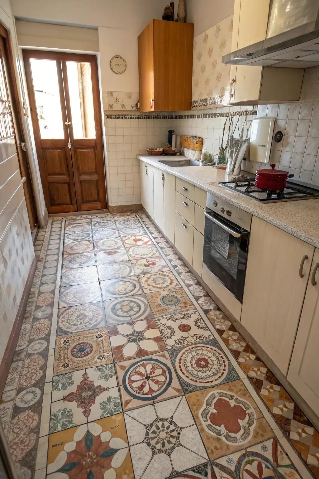 Mixing covering sizes establishes playful complexity.